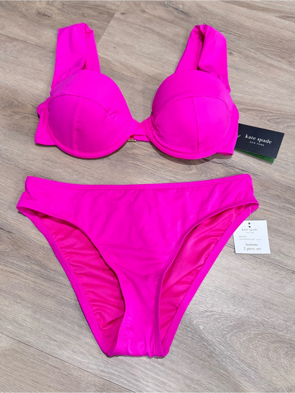 kate spade Hot Pink Underwire Bikini Set size M NWT
